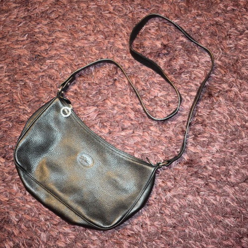Longchamp leather black crossbody bag like new