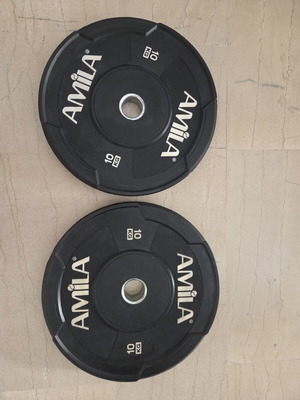 Amila Black Olympic Type 10kg Weight Plates, rubber