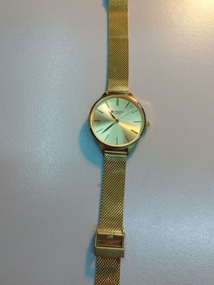 Urren gold wristwatch, 30 mm, adjustable strap
