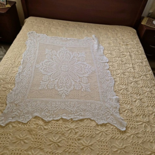 Handmade Crochet Table Runner 80x110 White