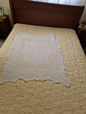 Handmade Crochet Table Runner 80x110 White