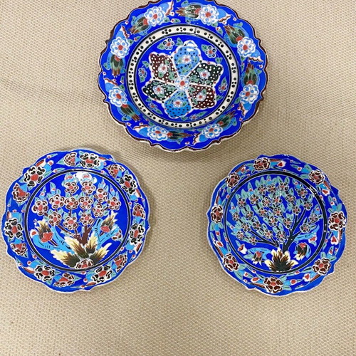 Kutahya plates collectible, handmade, set of 3 pieces