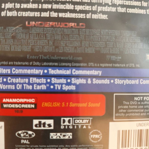Underworld 2 Disc Set Special Edition DVD like new