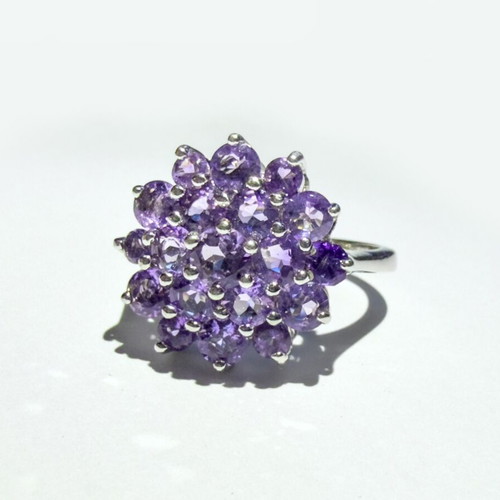 Ken Craft Sterling Silver Amethyst Cluster Ring like new