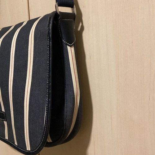 Longchamp shoulder bag like new, denim with white and blue stripes