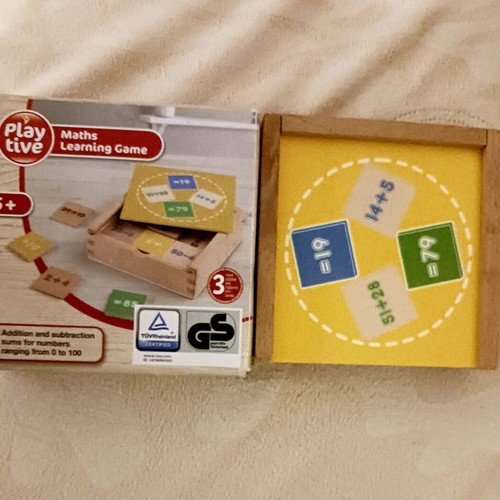 Maths Learning Game Playtive like new with wooden addition and subtraction tiles