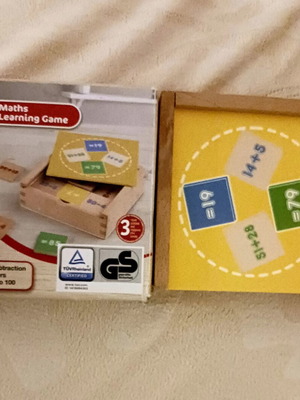 Maths Learning Game Playtive like new with wooden addition and subtraction tiles