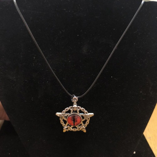 Gothic Pentagram Necklace with Red Dragon Eye Pendant new