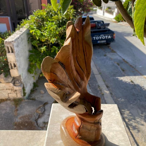 Woodcarving artwork from natural eucalyptus wood