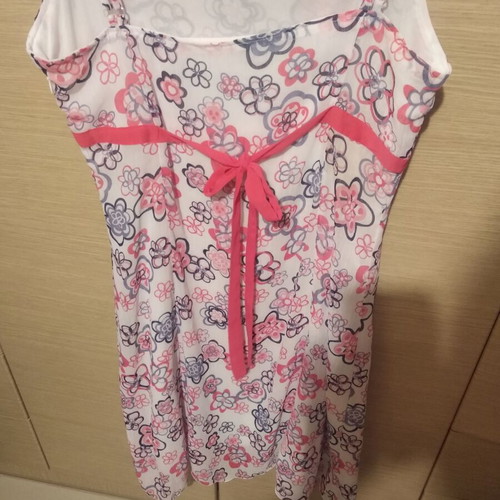 Sleeveless dress for women, pink and white, size XL