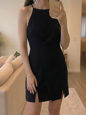 ASOS Black Strappy Mini Dress Size S Like New