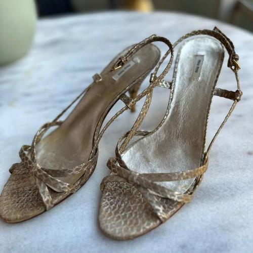 Miu Miu slingback heels used, size 37.5, metallic bronze