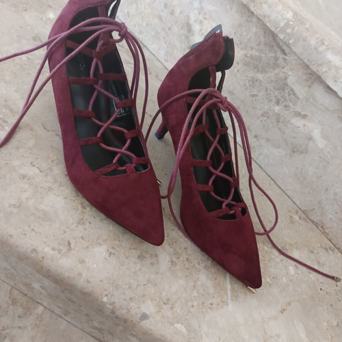Migato burgundy lace-up pumps size 38 used, 6 cm heel