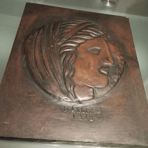 Bronze plaque with goddess Demeter, used, repoussé technique