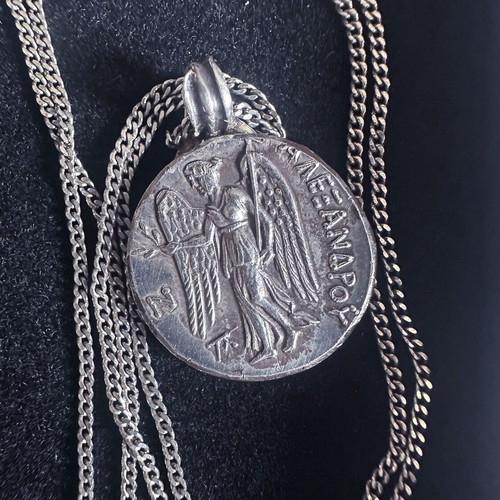 Vintage Greek silver 925 Athena & Nike pendant with chain