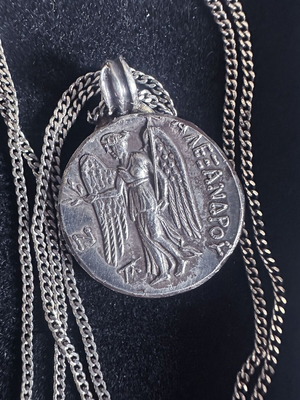 Vintage Greek silver 925 Athena & Nike pendant with chain