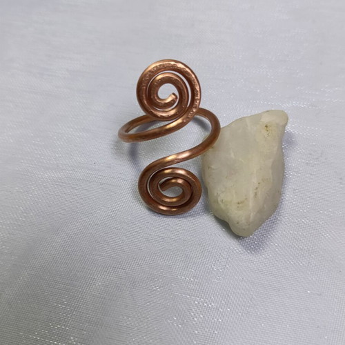Copper ring handmade with meander design new