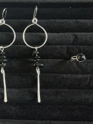 Handmade jewelry set with stainless steel earrings and ring
