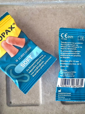 Ohropax soft foam earplugs, 2 pairs, sealed