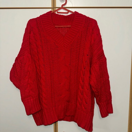 Knitted red one size sweater used