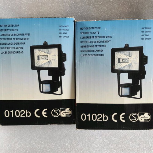 Halogen floodlights 150watt with motion detector, pack of 2