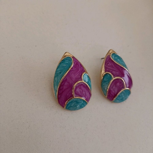 Earrings 4333 women's blue and purple new