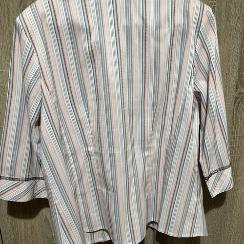 Striped women's shirt with unique collar, multicolor
