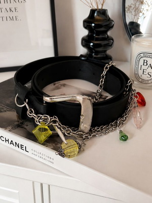 Levi’s Statement Chain Belt με Charms σαν καινούργιο, μαύρο, 100 cm