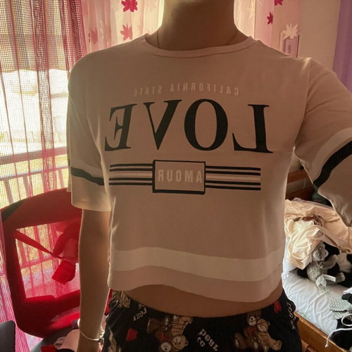 Crop top blouse H&M used, beige, size M