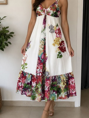 Cotton dress size M like new, colorful, Greek brand