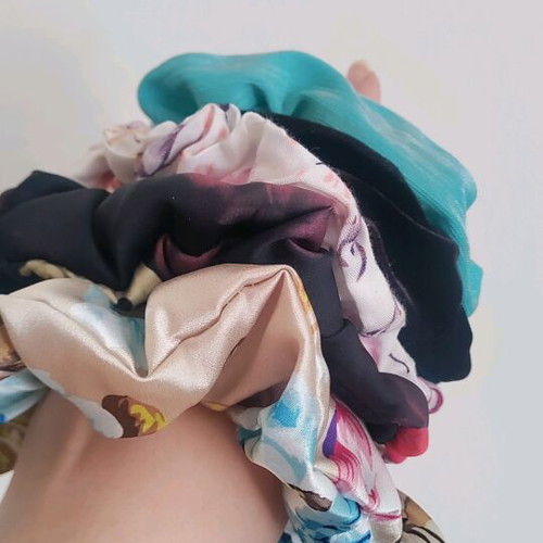 Scrunchies set of five, new, multicolored