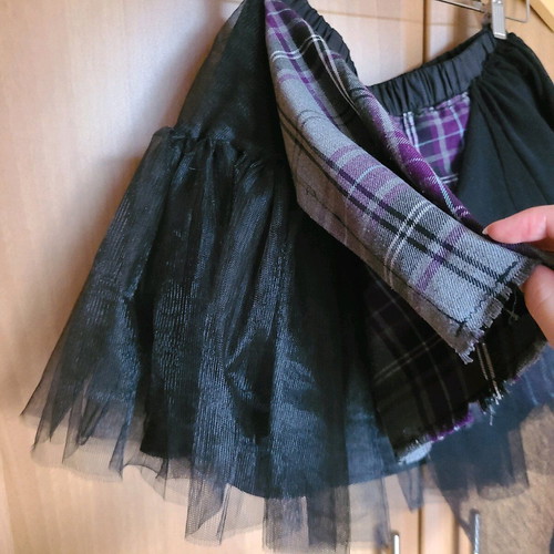 Petticoat tartan skirt used, goth punk handmade details