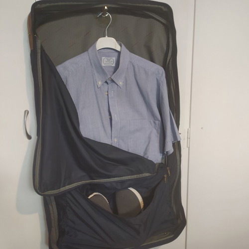 Samsonnite suit bag like new, blue fabric and leather suitcase