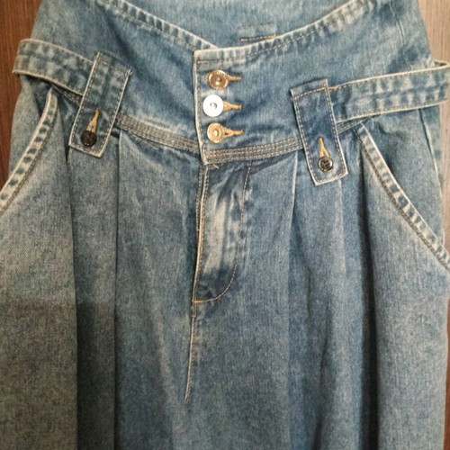 Jean pantskirt with pleats, adjustable waist, like new