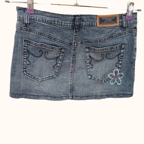 Terranova denim mini skirt with embroidery size S like new