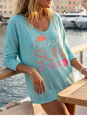 Φούτερ πλεκτό AuSoleil de St. Tropez καινούργιο, τιρκουάζ, μέγεθος M