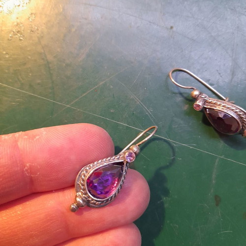 Handmade necklace amethyst stone new, chain length 14 mm