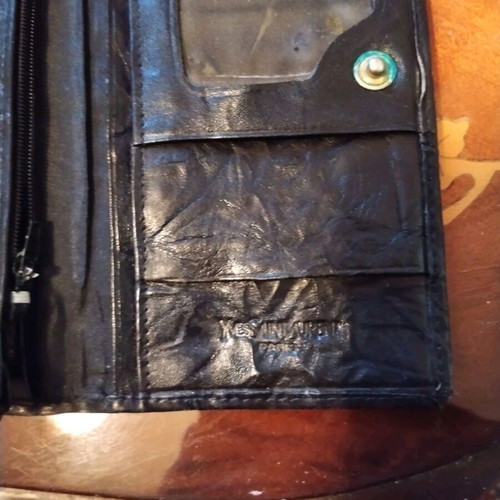 YSL women's wallet used, black leather vintage