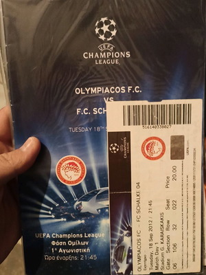 Πρόγραμμα και εισιτήριο αγώνα Ολυμπιακός - Schalke μεταχειρισμένα