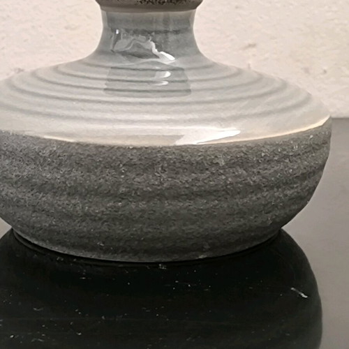 Ceramic low vase in gray shades like new