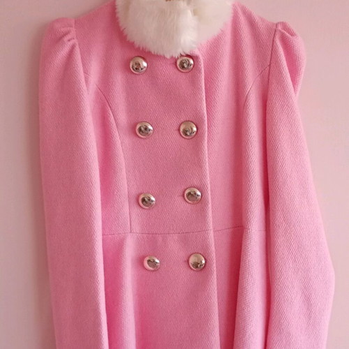 Pink coat with detachable fur sleeves like new