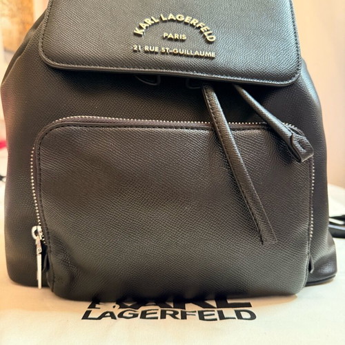 Karl Lagerfeld black backpack used with dust bag
