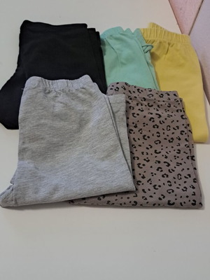 Girls' leggings pack of 5 used, sizes 5-7, multicolor brands