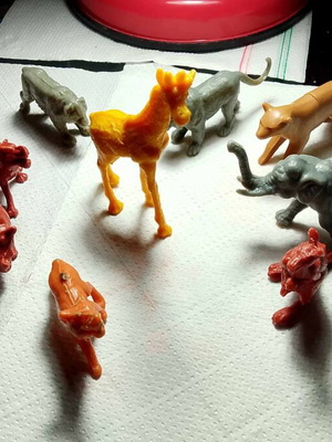 Biokonto 1980 miniature figures used, 9 wild animals collectible