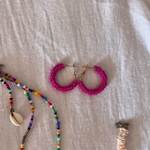 Necklace set with shells and colorful beads, used, summer earrings