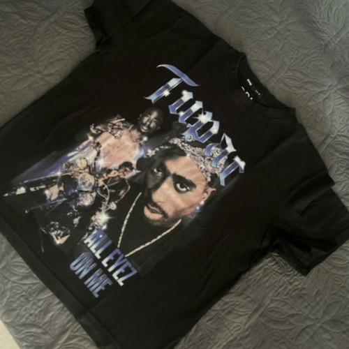 T-shirt Tupac Sinsay like new, black, size S
