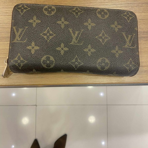 Louis Vuitton double zipper monogram wallet used, brown