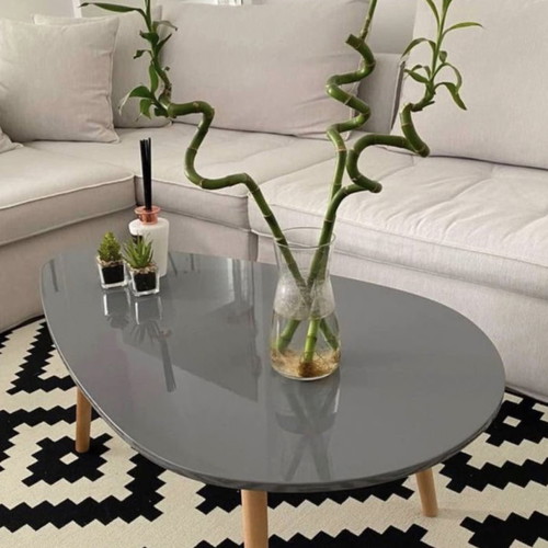 Coffee table new gray with glossy lacquer surface and solid legs