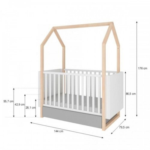 Bellamy Pinette bed like new, convertible baby and toddler bed with mattress