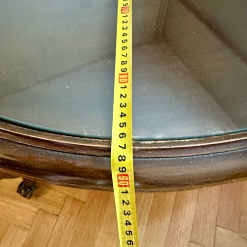 Antique solid coffee table used, French origin circa 1925, Ø 88 cm
